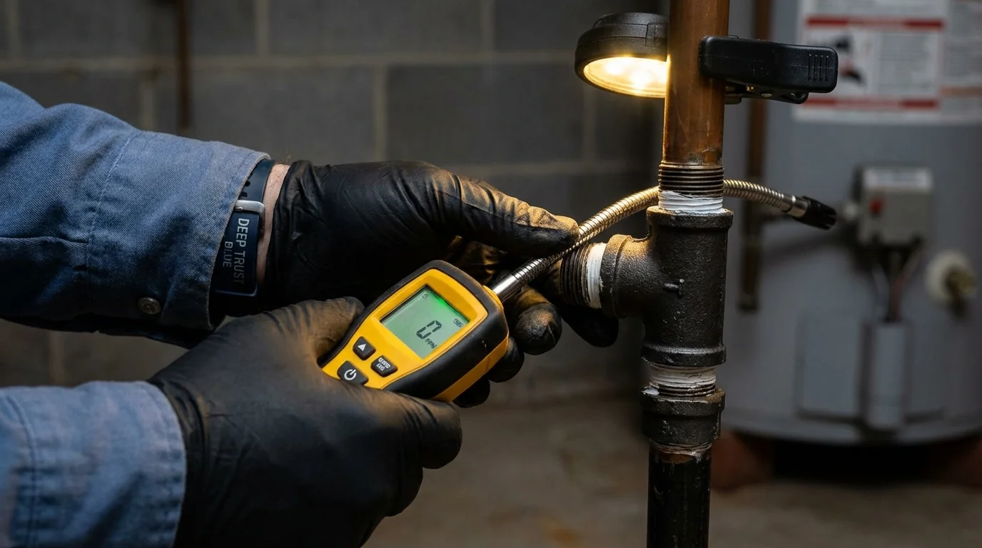Gas leak detection with electronic sniffer by Johns Plumbing LLC in Providence