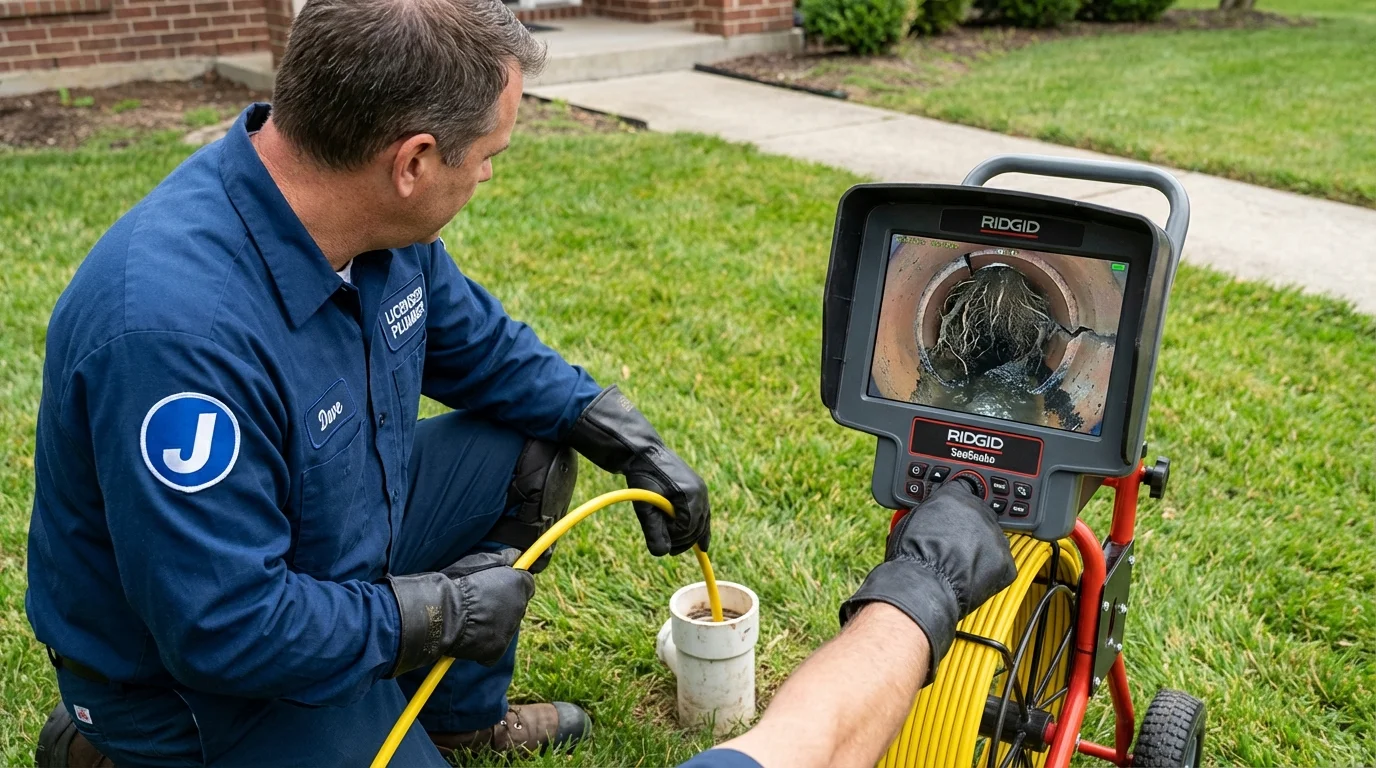 Sewer camera inspection being performed by Johns Plumbing LLC in Providence